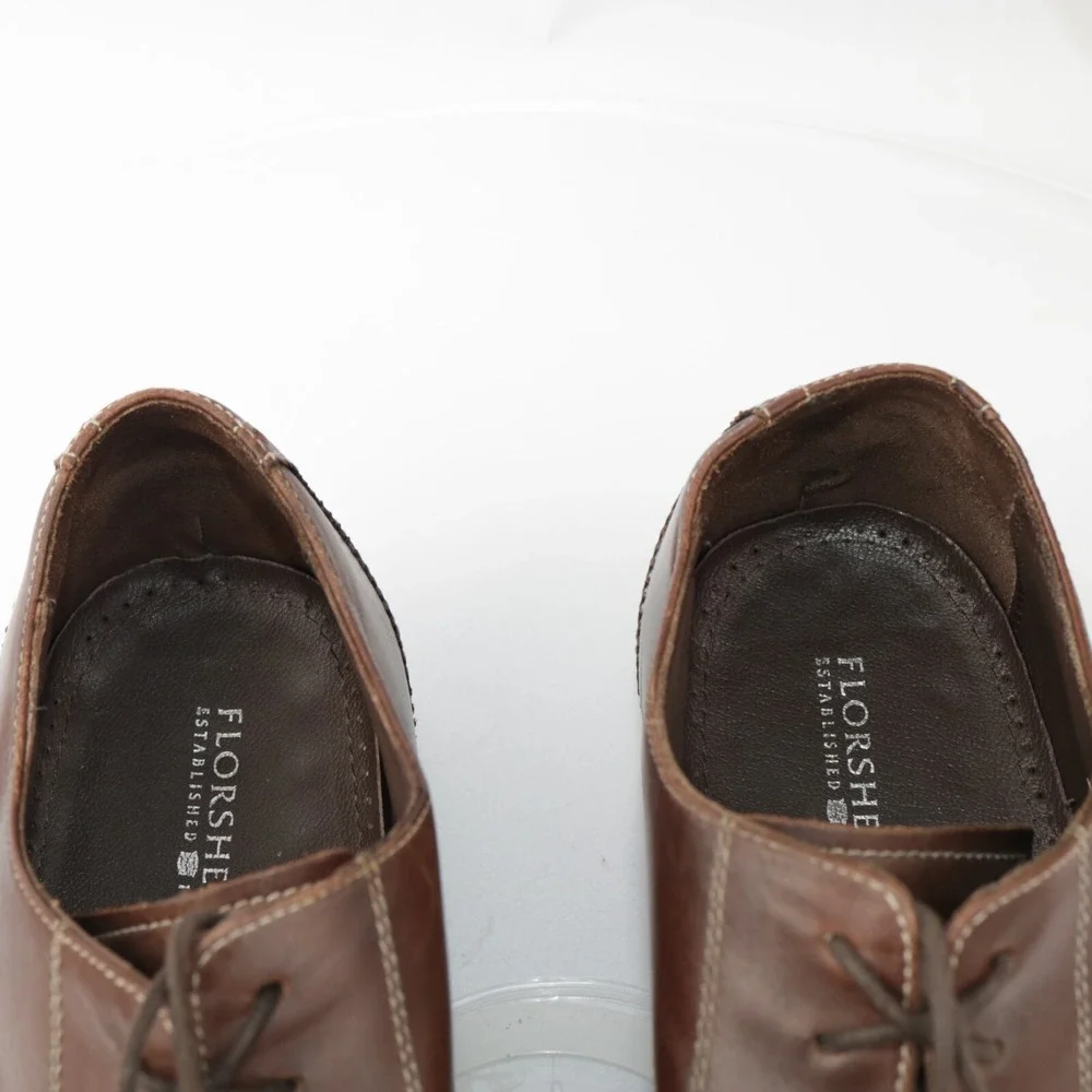 Florsheim Mens Castellano Oxford Size 10 WIDE 3E Brown Leather Derby Dress Shoes